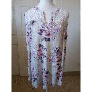 Lavish Womens Blouse Tunic Floral Print V-neck Tunic sleeveless Lace Size 3XL